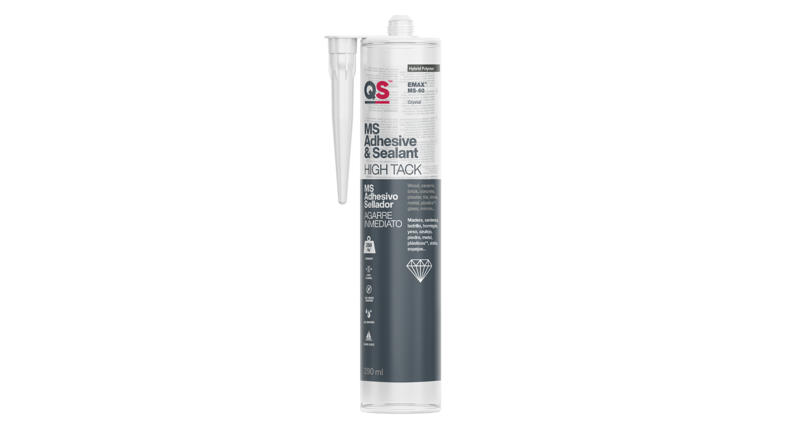 Adhesivo y sellador MS High Track EMAX MS-60 Crystal (SELLADOR + ADHESIVO)