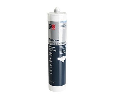Sellador de silicona especial para BAÑO y COCINA QS Tecnosil Sanitarios 300ML- TRANSLUCIDO