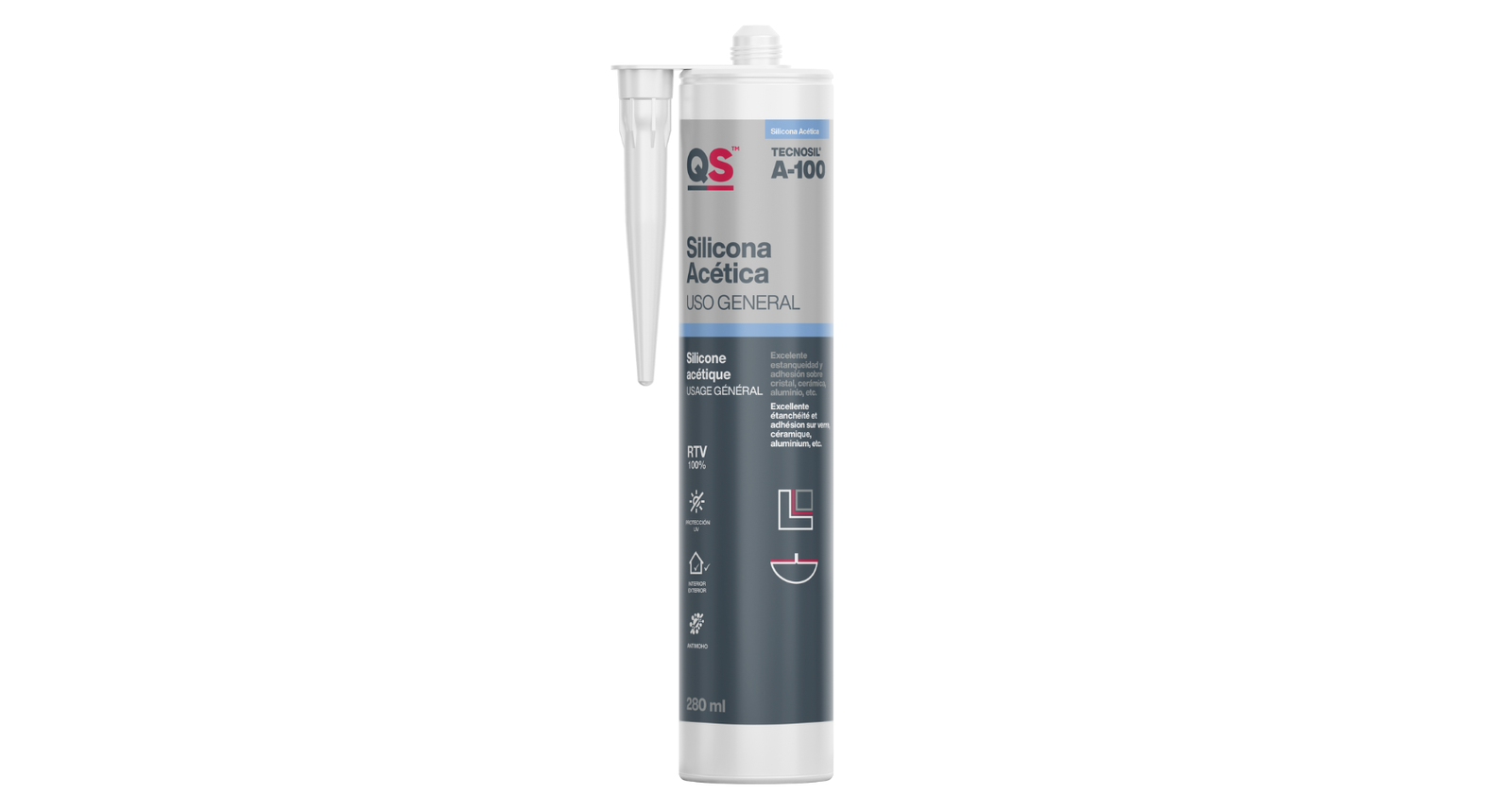 Acetic Silicone All Purpose QS TECNOSIL A-100 – Transparente